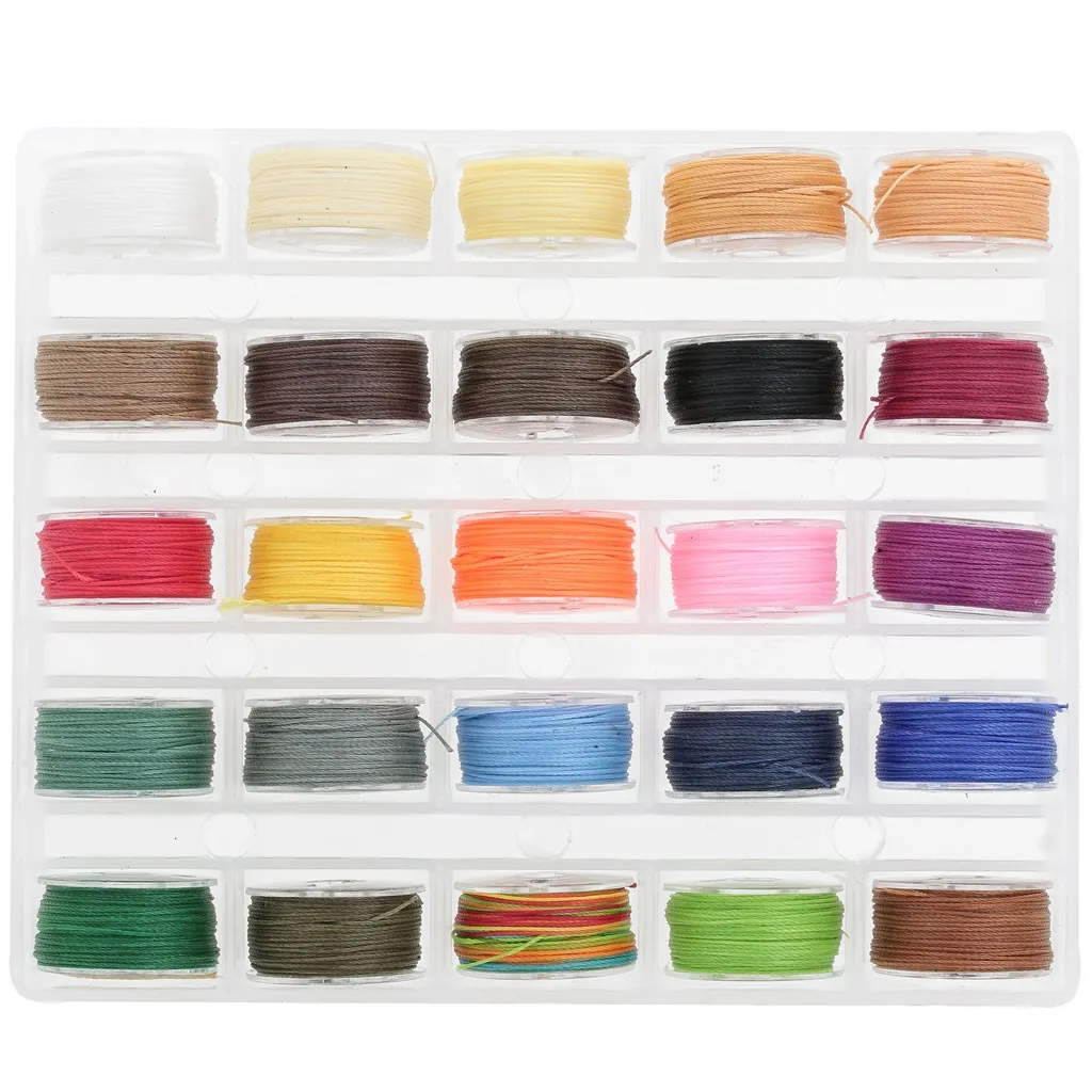 Assortimento di 25 bobine da 16 m di filo di nylon cerato - 0,45 mm - multicolore x1