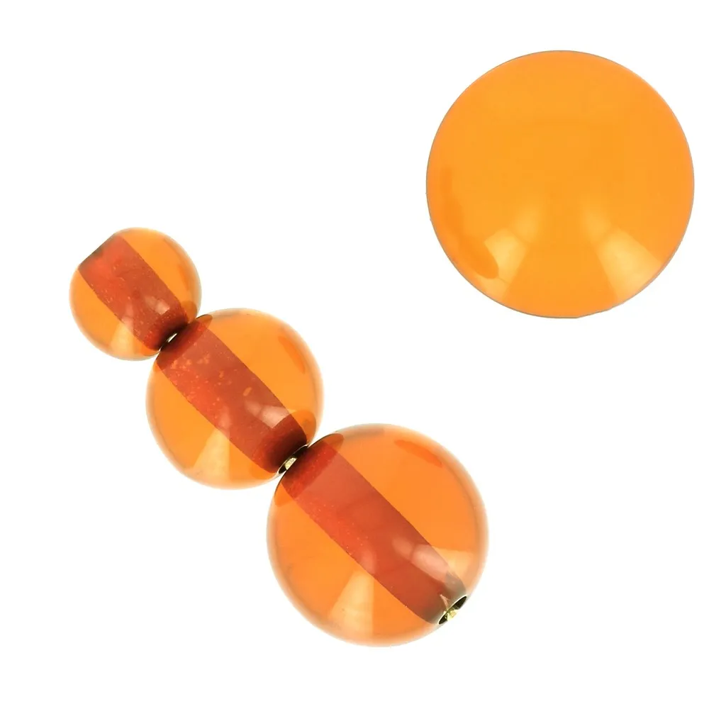 Assortimento di 26 perle 6-8-10mm e 2 cabochon in resina trasparente - Ambra