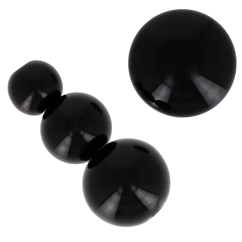 Assortimento di 26 perle tonde 8-10-14 mm e 2 cabochon in resina- Nero