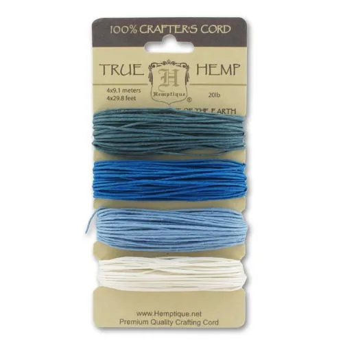 Assortimento di filo di canapa 1,10mm Aquamarine 4 x 9,1m