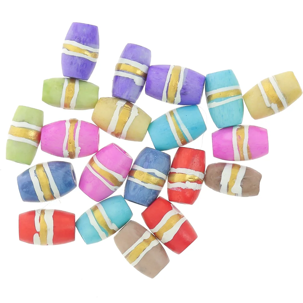 Assortimento di perle in osso macchiato 12x8 mm - Multicolore - Dorato x20