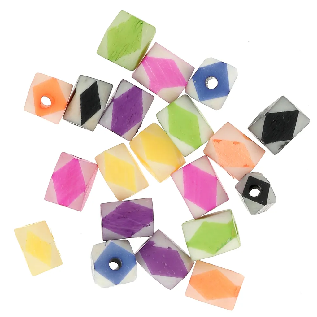Assortimento di perle in osso sfaccettate da 9x7 mm - Multicolore x20