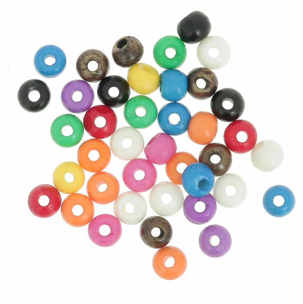 Assortimento di perle tonde appiattite 6,5x5 mm in osso colorato - Multicolore x20g