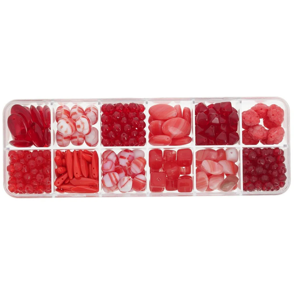 Assortimento di perline Ornela - Rosso x200g
