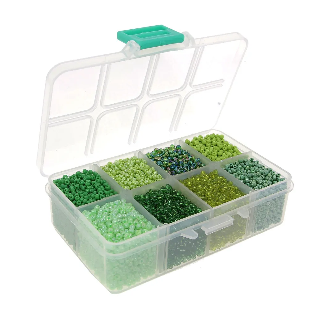 Assortimento rocailles 12/0 -  2 mm - 4 effetti - Mix di Verde x1