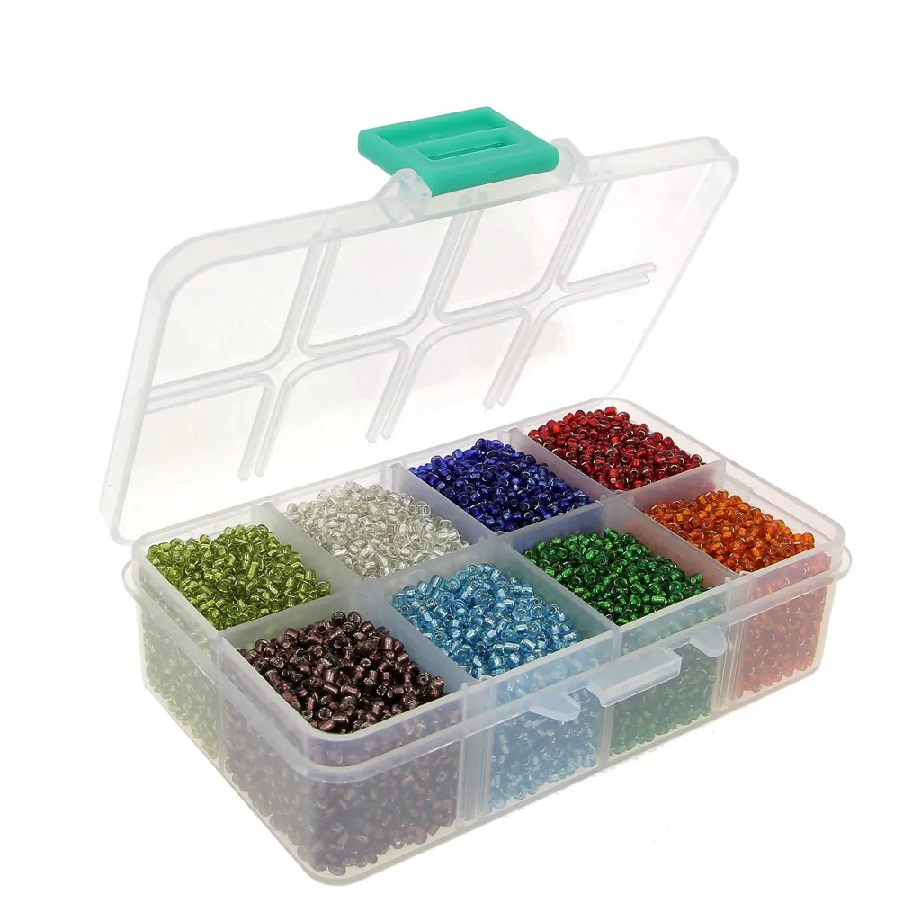 Assortimento rocailles 12/0 -  2 mm - Silver Lined  - Multicolore x1