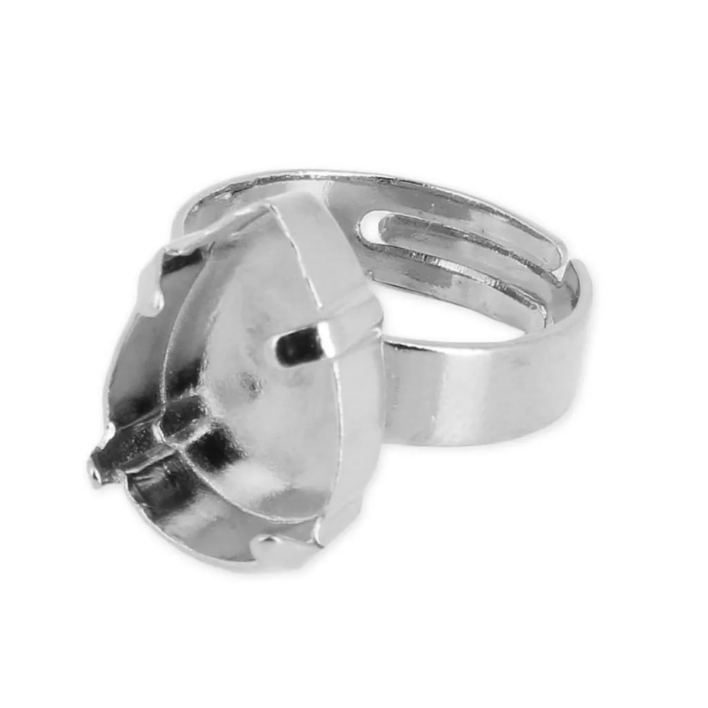 Base anello per cabochon PureCrystal 4320 mm.18x13 rodio x1