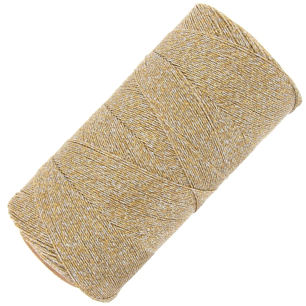 Bobina cerata Linhasita per micro macramè 0,35 mm Dorato (Ouro-Prata)x448m