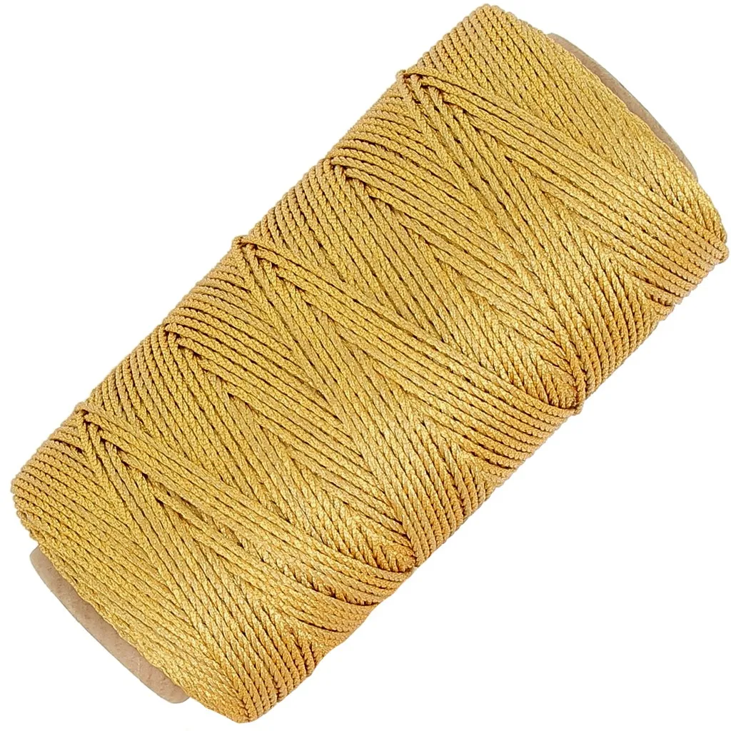 Bobina di filato metallico Glitter 3 fili per macramè 1 mm - Dorato x125m