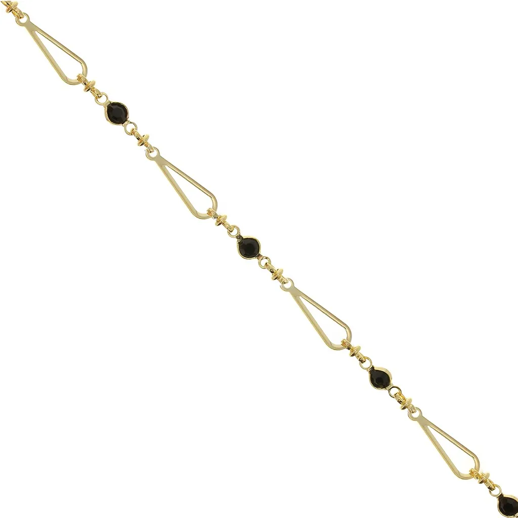 Catena a maglia creativa - perle di vetro sfaccettate 5.5 mm - Dorato- Nero x50cm