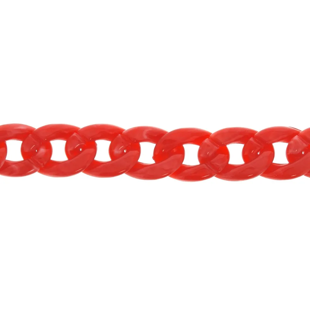 Catena plastica brillante maglia gourmette 29x21 mm - Rosso x50 cm
