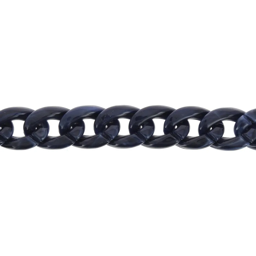 Catena plastica brillante maglie ovali intrecciate 29x21 mm - Blu marino x50 cm