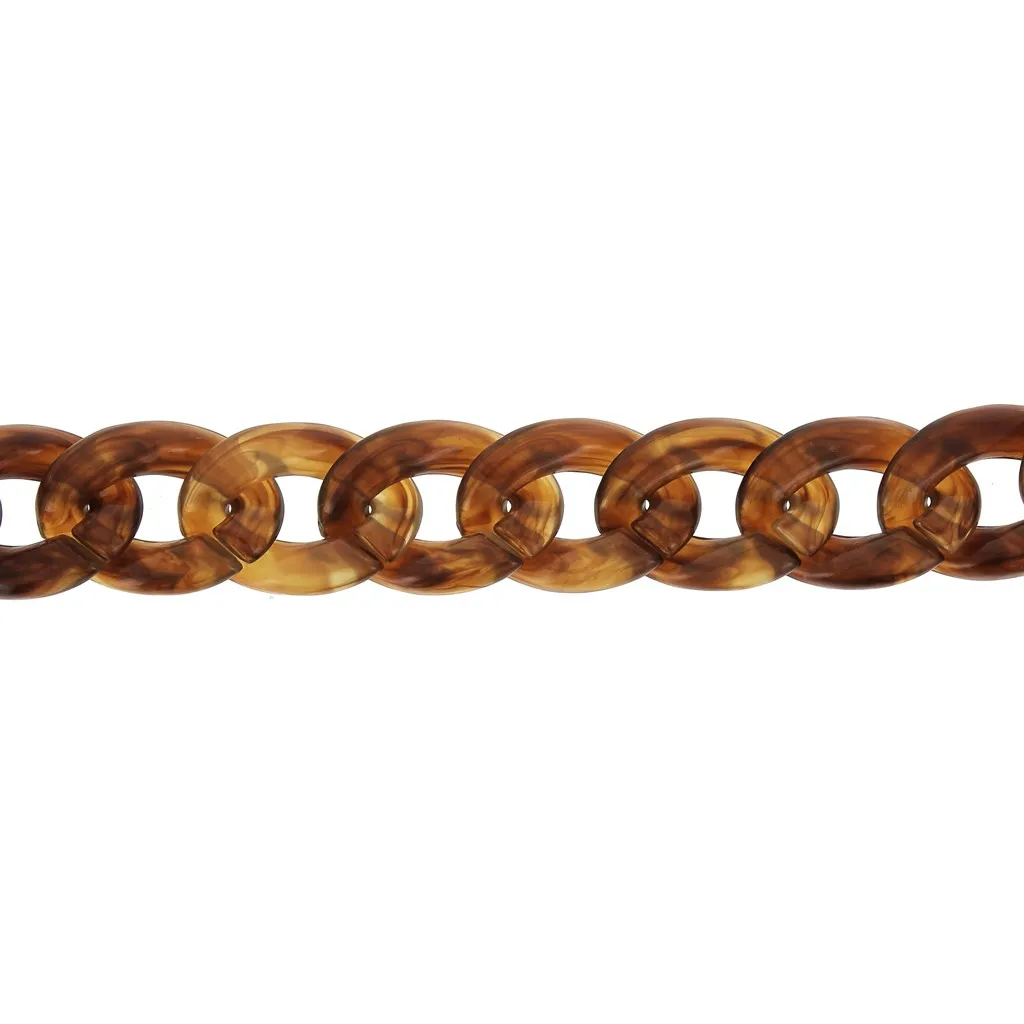 Catena plastica brillante maglie ovali intrecciate 29x21 mm -Scaglie marroni x50cm