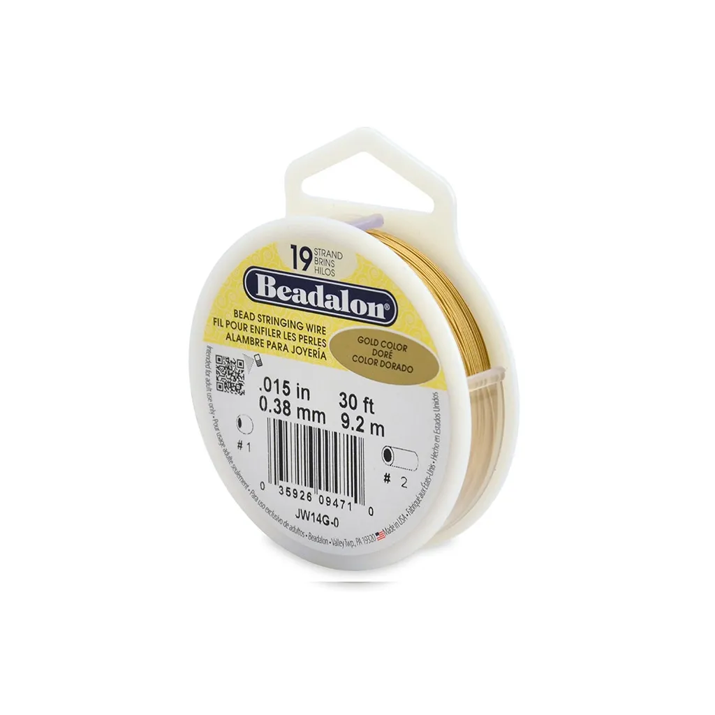 Cavetto acciaio 19 fili mm. 0.38 dorato x m. 9,2