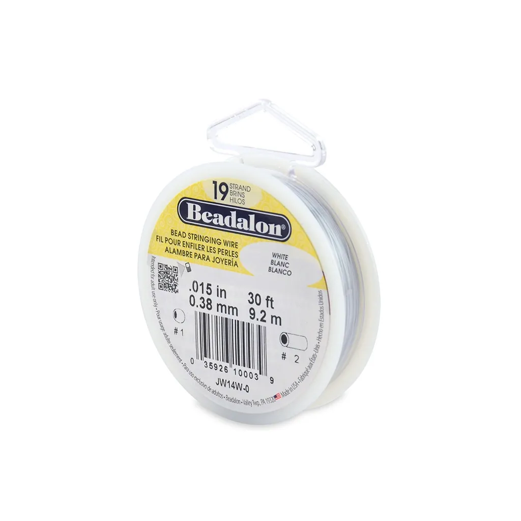 Cavetto acciaio 19 fili mm. 0.38 x m. 9,2 bianco