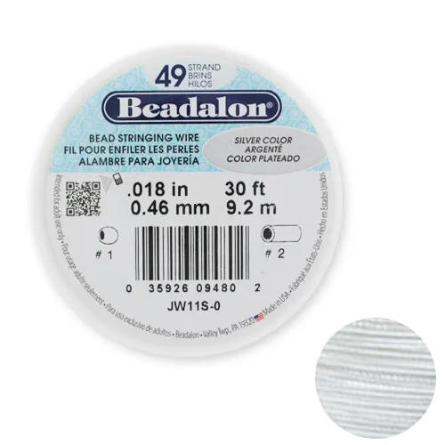 Cavetto acciaio 49 fili mm. 0.46 Argentato x m. 9,2