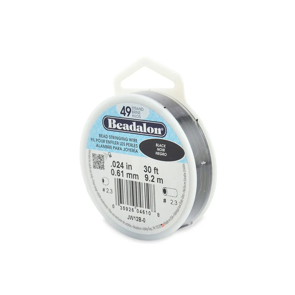 Cavetto acciaio 49 fili mm. 0.61 Nero x m. 9,2