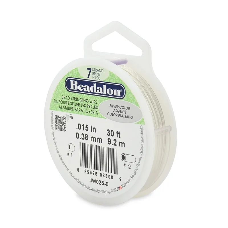 Cavetto acciaio Argentato 7 fili mm. 0.38 x m. 9,2