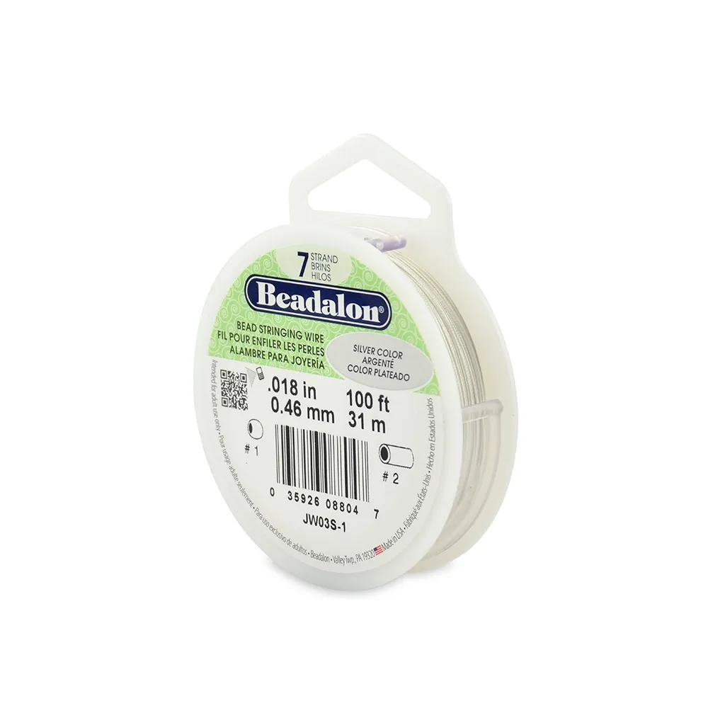 Cavetto acciaio Argentato 7 fili mm. 0.46 x m. 30