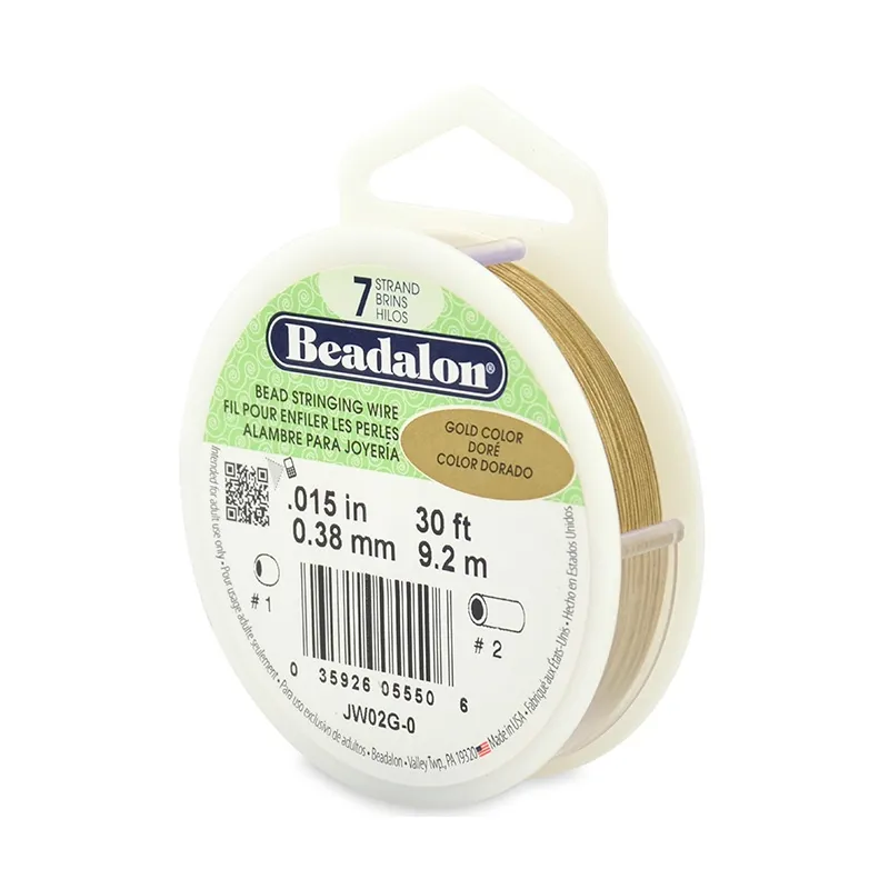 Cavetto acciaio Dorato 7 fili mm. 0.38 x m. 9,2