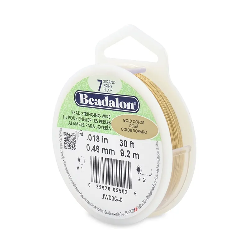 Cavetto acciaio Dorato 7 fili mm. 0.46  x m. 9,2