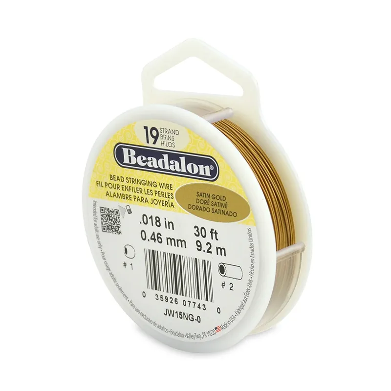 Cavetto acciaio Dorato Satinato 19 fili mm. 0.46 x m. 9,2