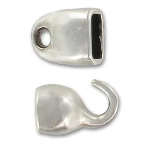 Chiusura a gancio per cuoio Regaliz Placcatura Argento Antico x1