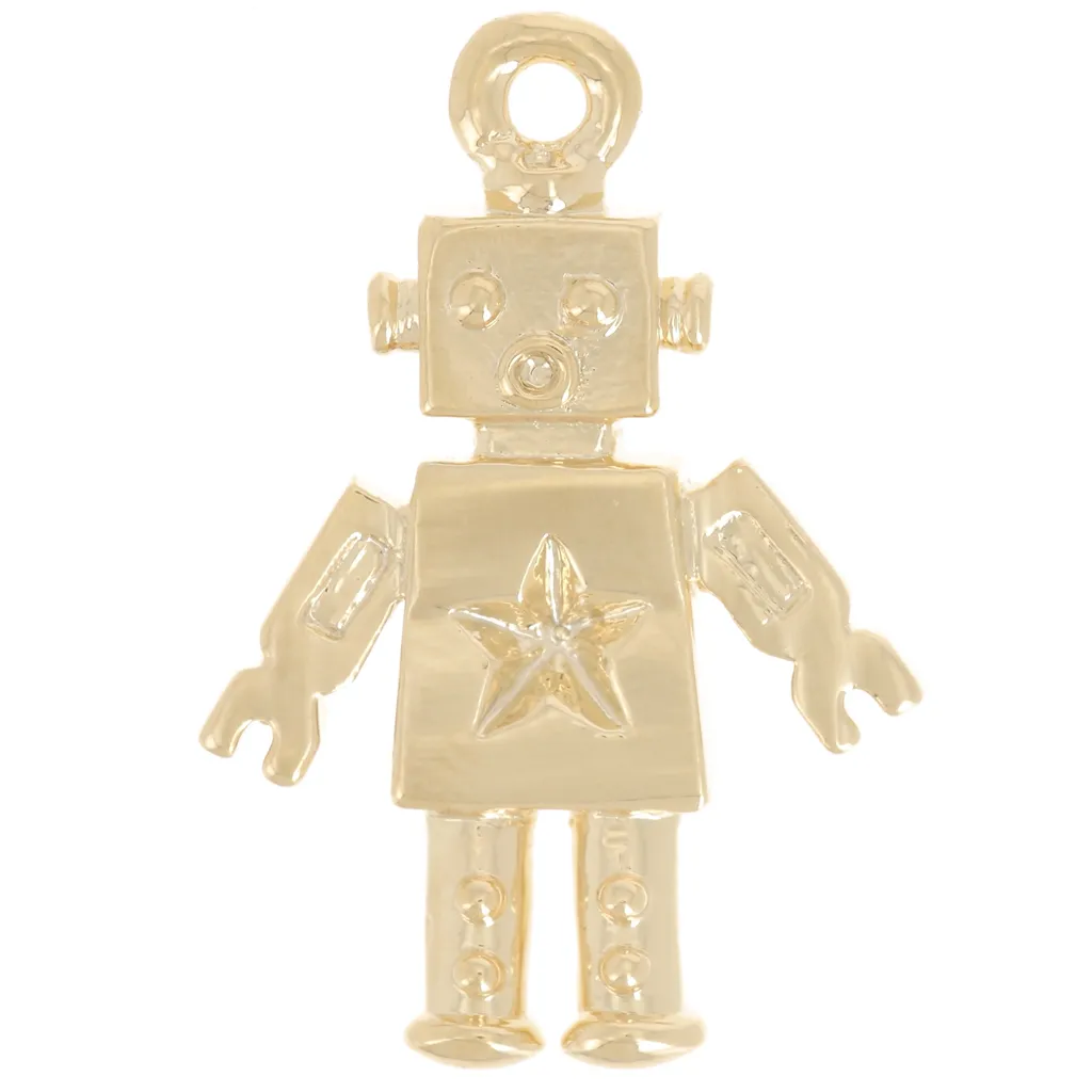 Ciondolo robot 18x12 mm - Dorato con oro fino x1
