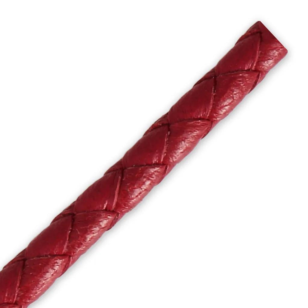 Cordone cuoio trecciato mm. 4.5 Rosso x cm. 50