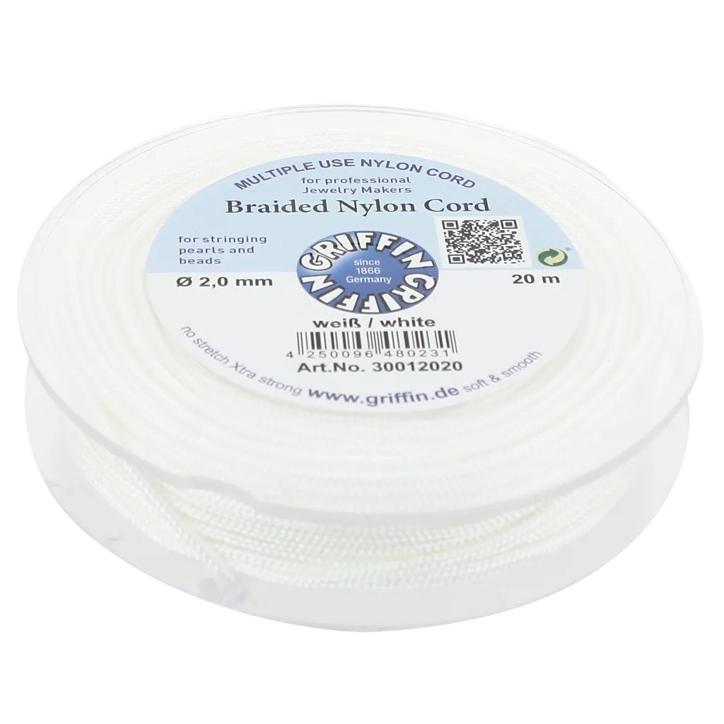 Filo di giada - Filo di nylon intrecciato europeo Griffin 2 mm - Bianco x20m