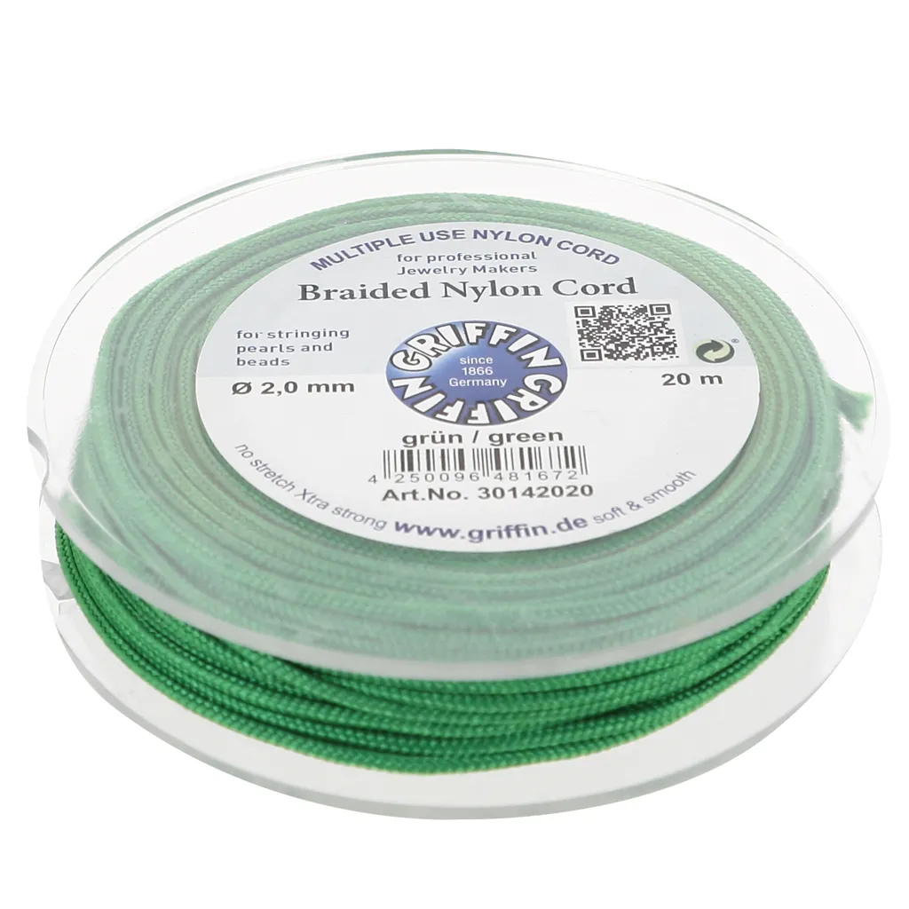 Filo di giada - Filo di nylon intrecciato europeo Griffin 2 mm - Verde x20m