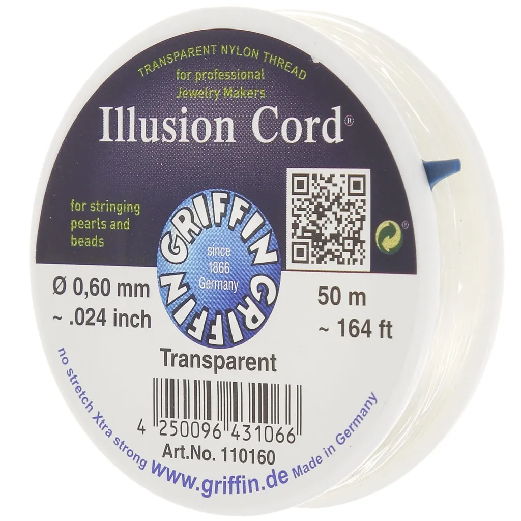 Filo di nylon invisibile 0,60 mm - illusion cord - Griffin - Trasparente x50m