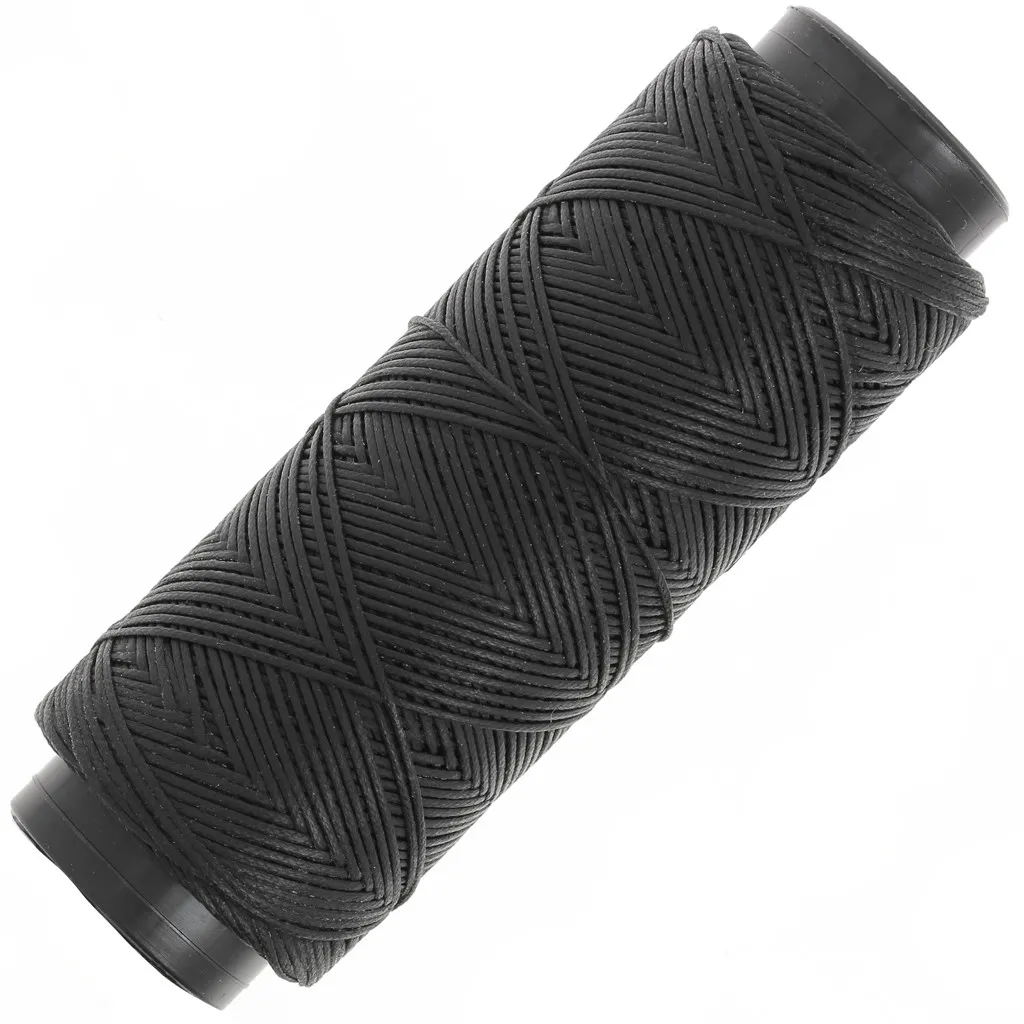 Filo di poliestere cerato piatto - Slam Cord per micro macramè 0,8 mm - Nero x100m