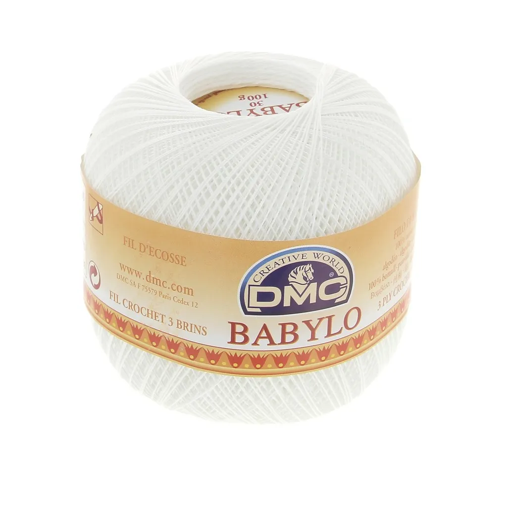 Filo uncinetto Babylo 30 DMC in cotone Bianco x 1000 m
