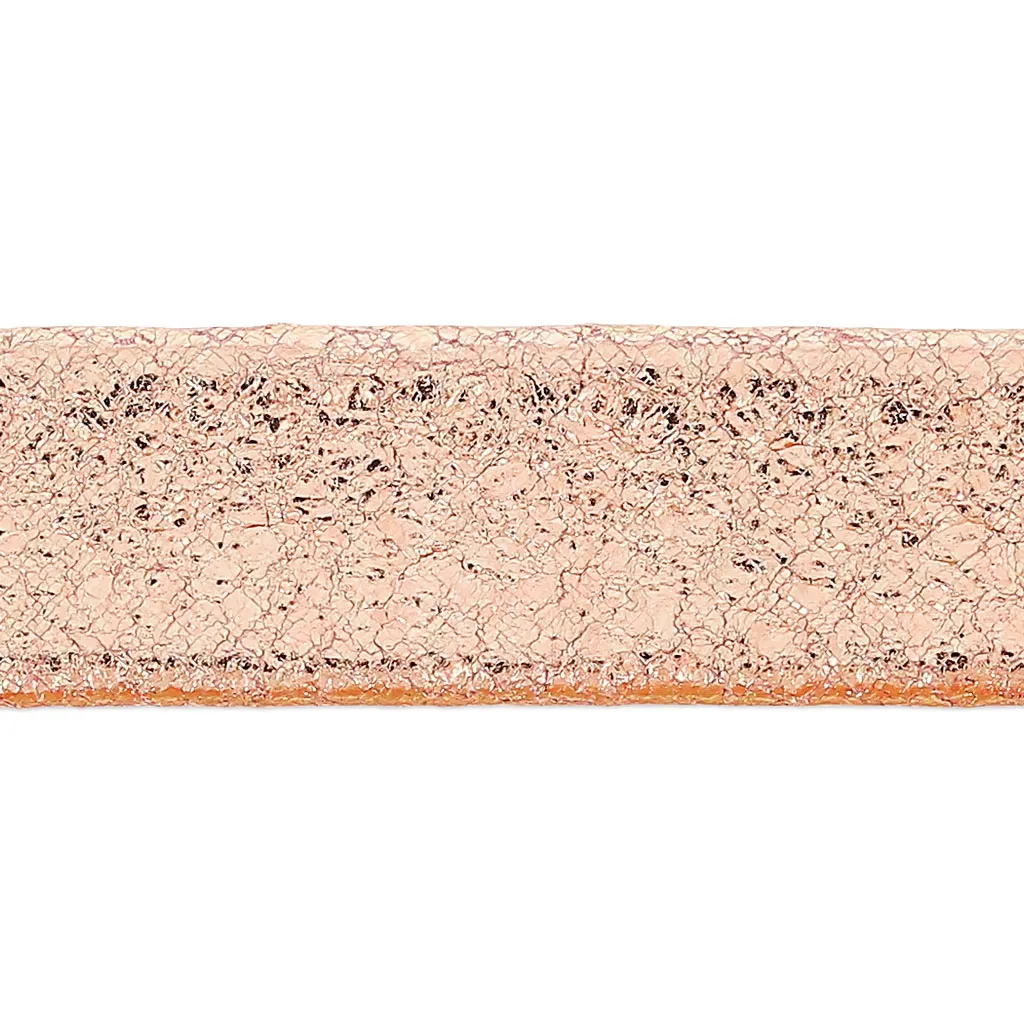 Laccetto cuoio effetto scamosciato metalizzato screpolato 10 mm Pink Gold x 50cm