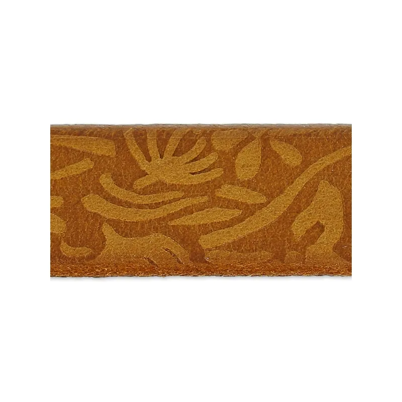 Laccetto cuoio motivo fiore 15 mm Camel x50cm
