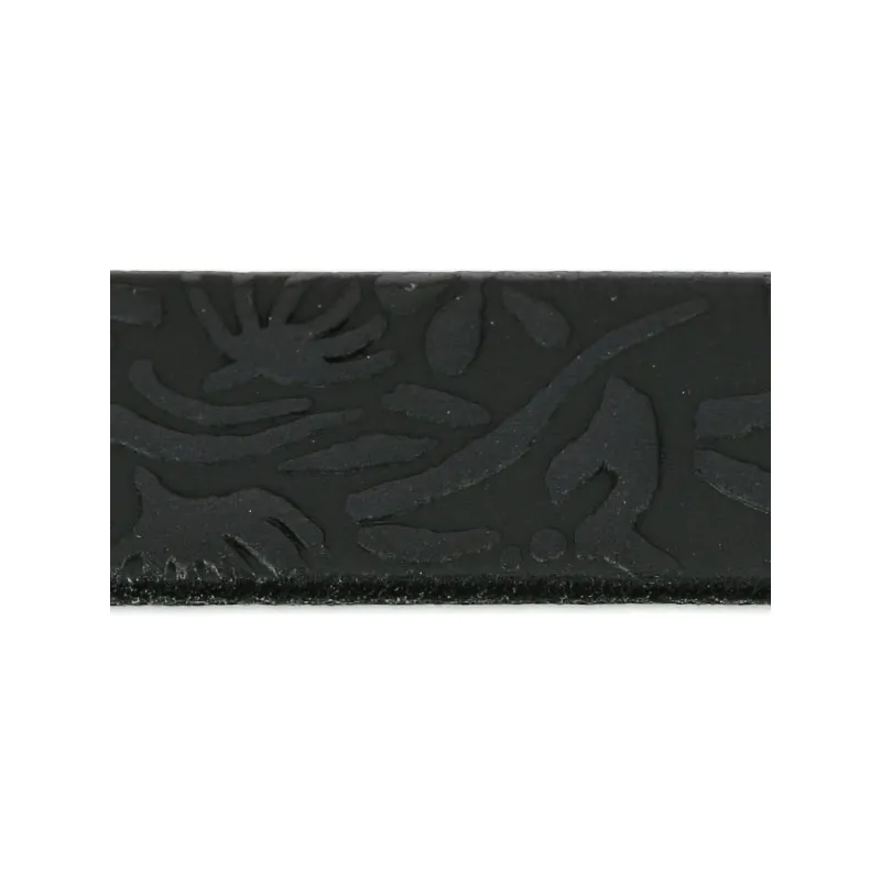 Laccetto cuoio motivo fiore  15 mm Nero x50cm