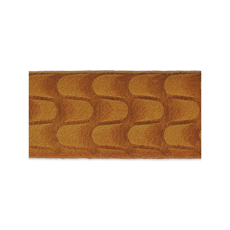 Laccetto cuoio motivo squame 15 mm Camel x50cm