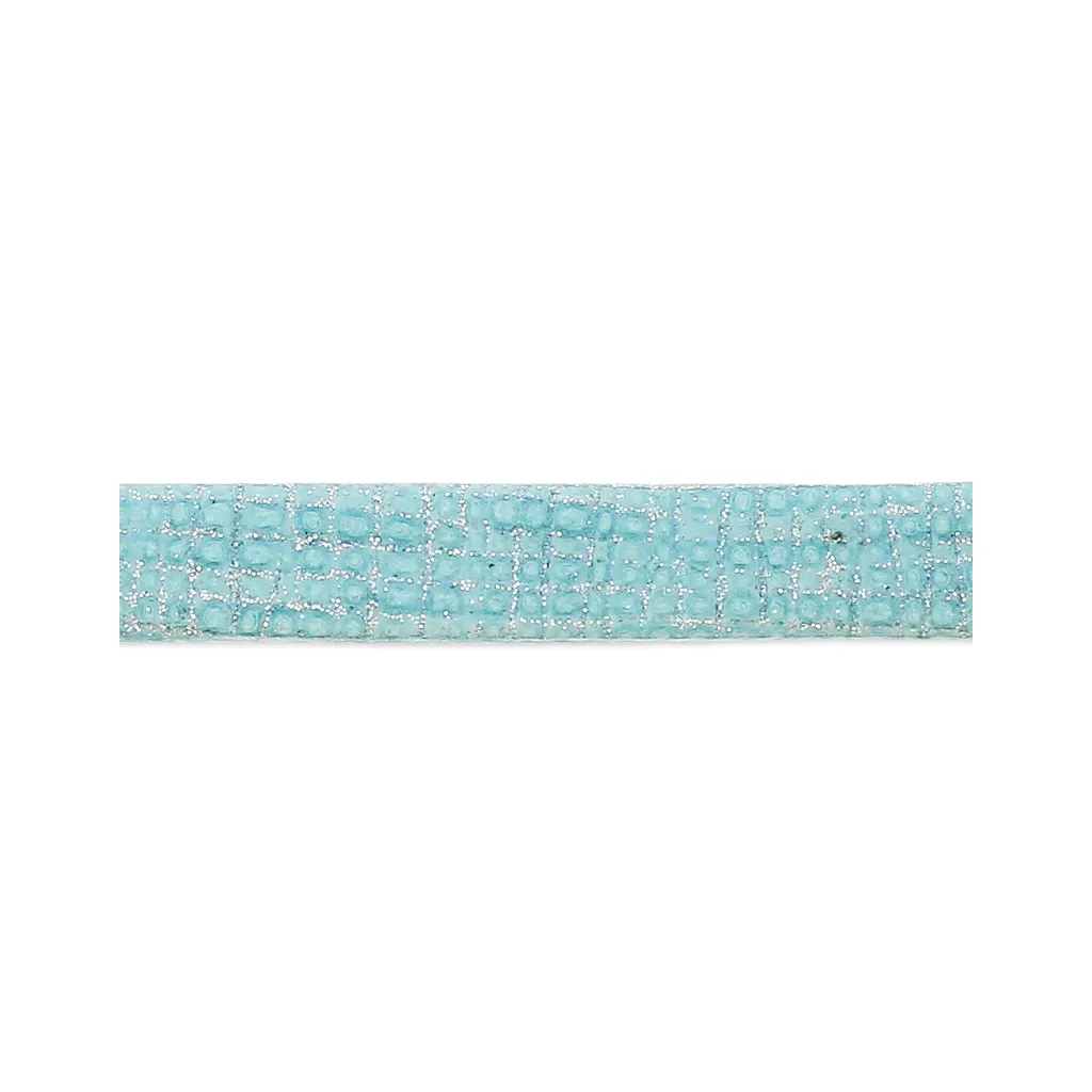 Laccetto doppio cuoio con paillettes vernice a quadretti 5 mm Azzurro x 50cm