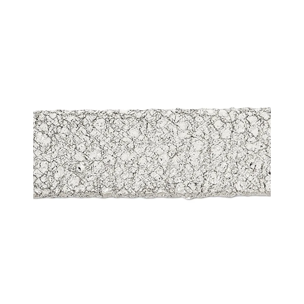 Laccetto doppio in cuoio effetto pelle scamosciata metallizzato screpolato 10 mm Silver x 50cm