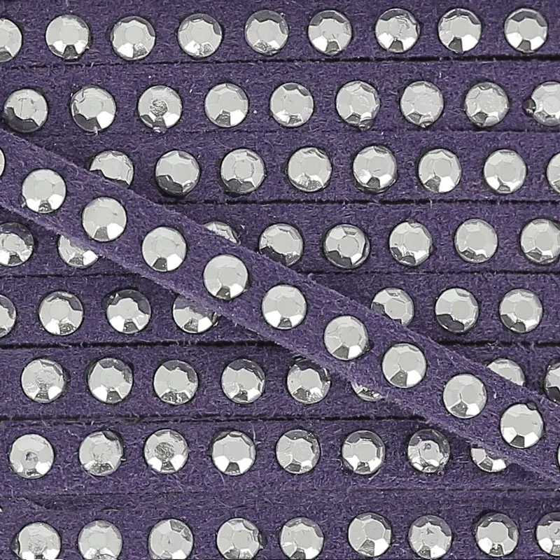 Laccetto pelle borchiato 3 mm Violet//Argenté x5m