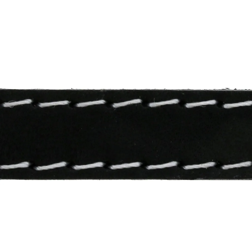 Laccio cuoio piatto - cucitura visibile 10 mm - Nero x 1m