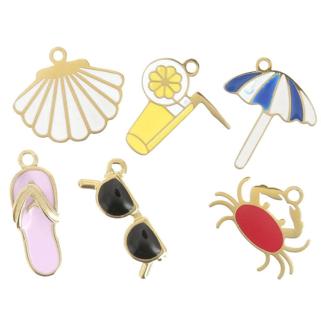 Mix di Ciondoli epossidici Estate Esclusivo P&C Acciaio inox 304L Dorato x6