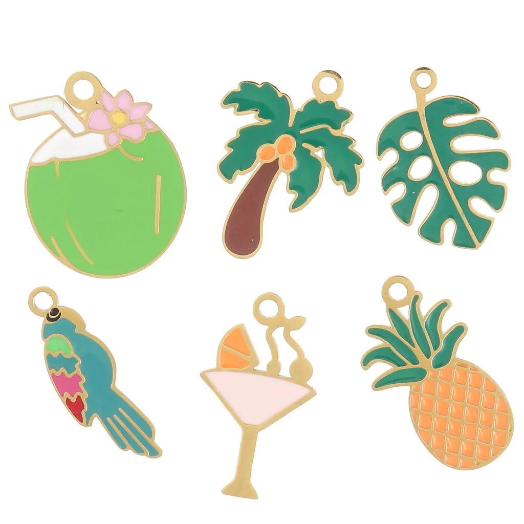 Mix di Ciondoli epossidici - Tropical - Esclusivo P&C Acciaio inox 304L Dorato x6