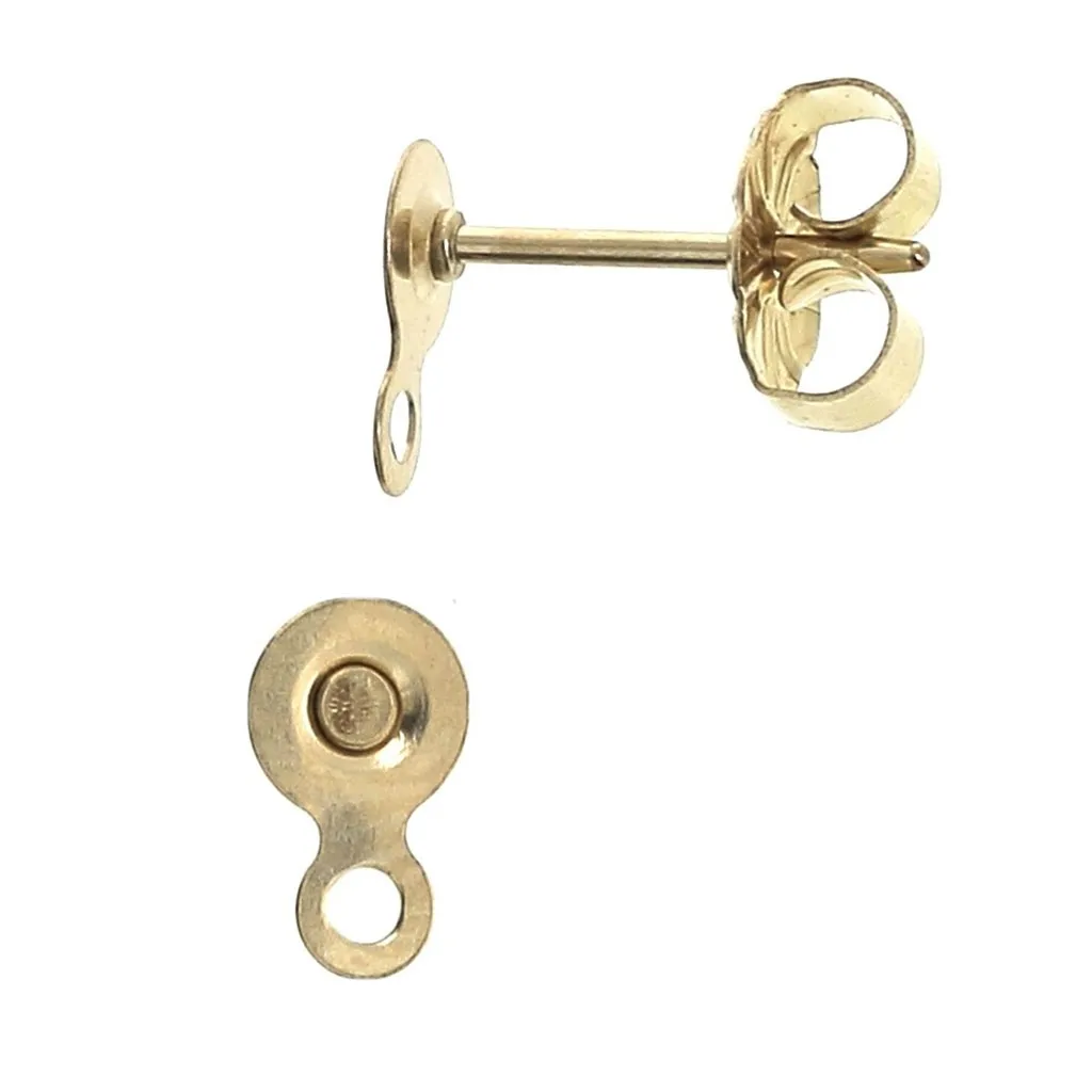 Orecchini a chiodo disco con anellino 4mm  in Gold filled x2