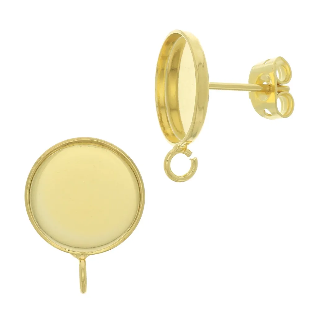 Orecchini a perno per cabochon a fondo piatto 8mm- Dorato con oro fino
