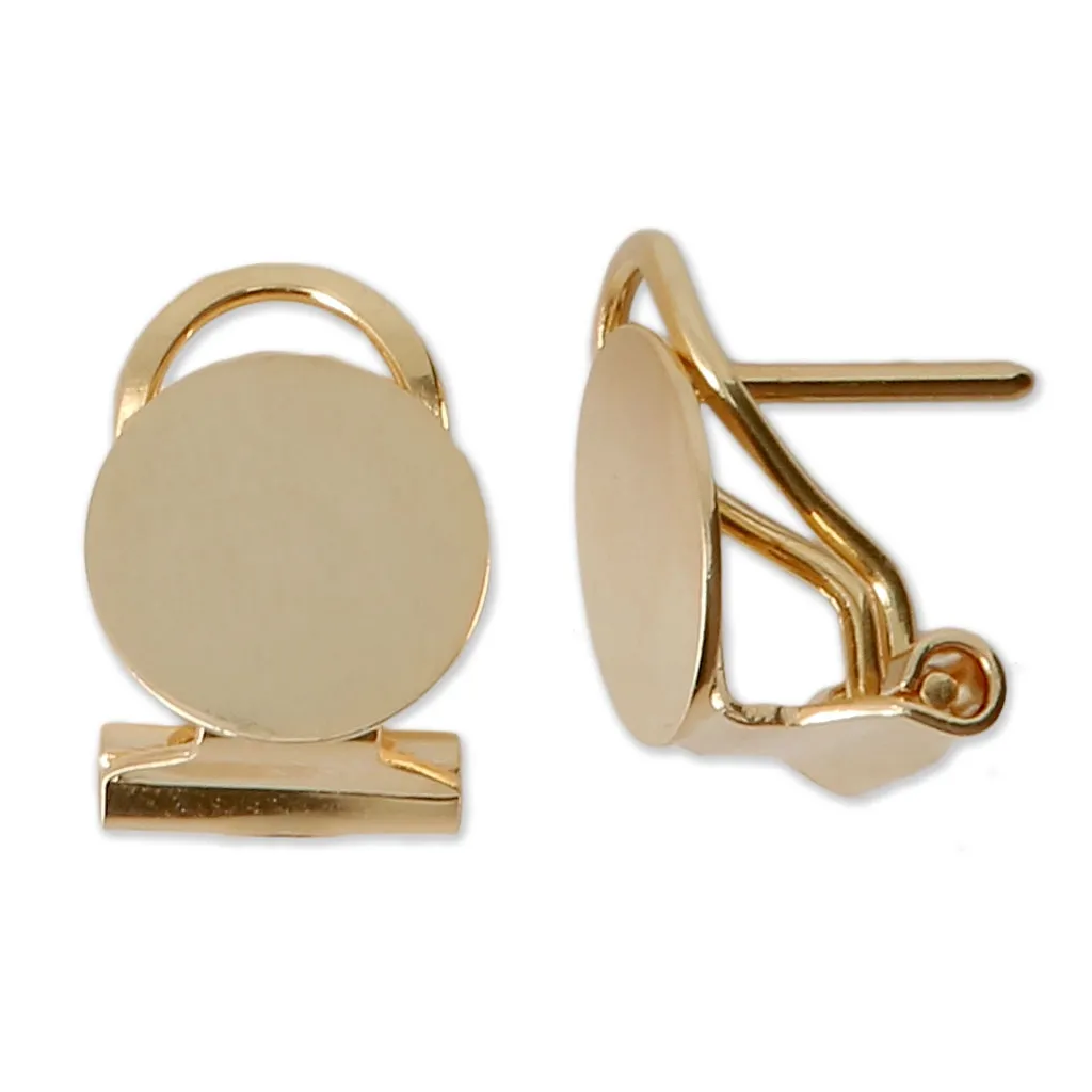 Orecchini clip con perno - Disco - 10 mm Dorato con oro fino x2