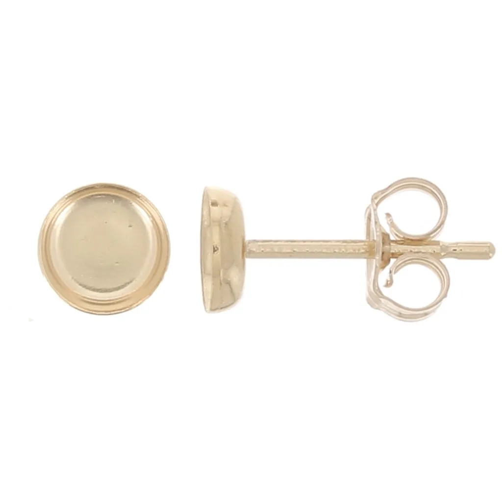 Orrechini a perno tondi per cabochon 4 mm - Gold Filled x2