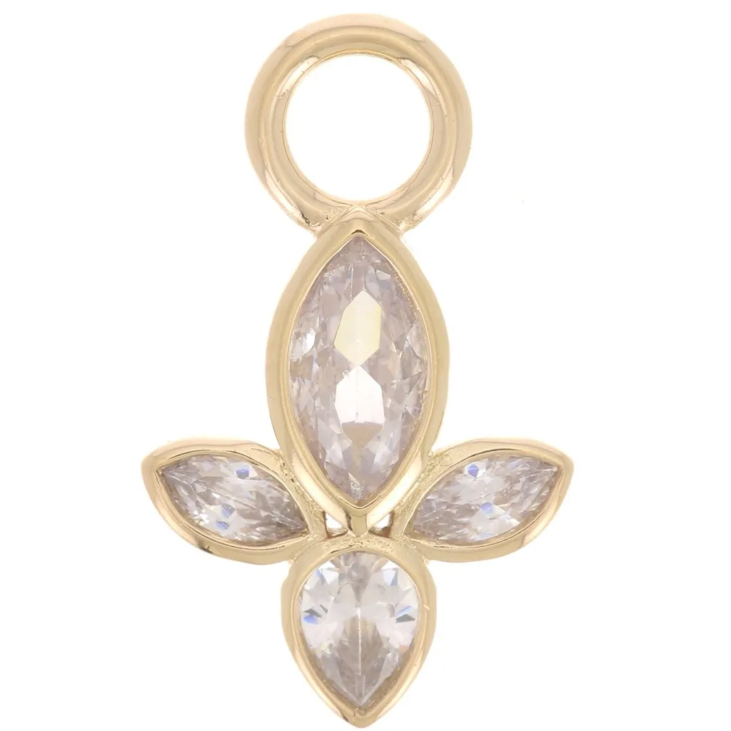 Pendente a petalo 18x11 mm con ossidi di zirconio - placcato oro 3 micron x1