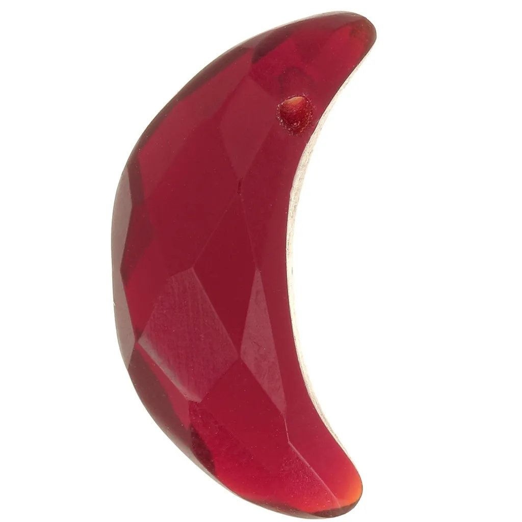 Pendente di pietra semipreziosa mezzaluna sfaccettata 18x12 mm - Granato x1